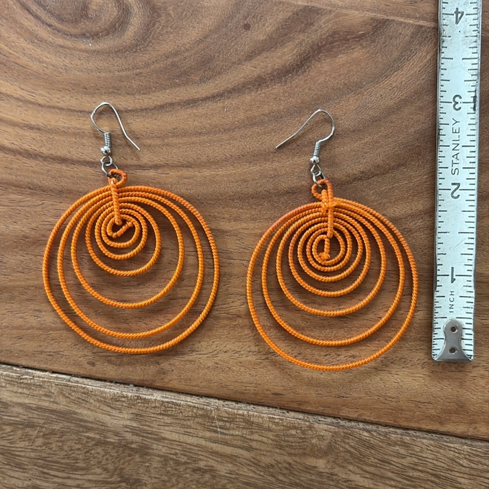 Orange Spiral Earrings